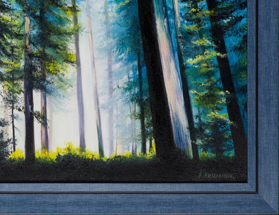 "Mysterious forest"  forest landscape summer  liGHt original painting  GIFT (2015)