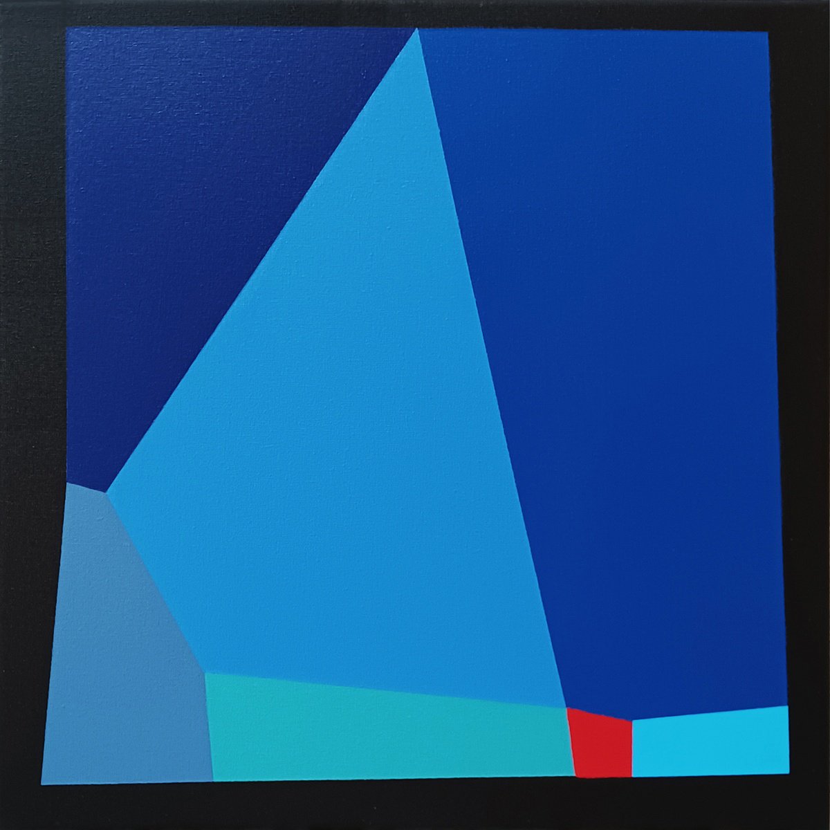 Geometric Abstract Acrylic Painting By Luis Medina, 16 X 16", Blue Space Ii, Original Artwork