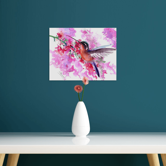 Hummingbird and Flowers