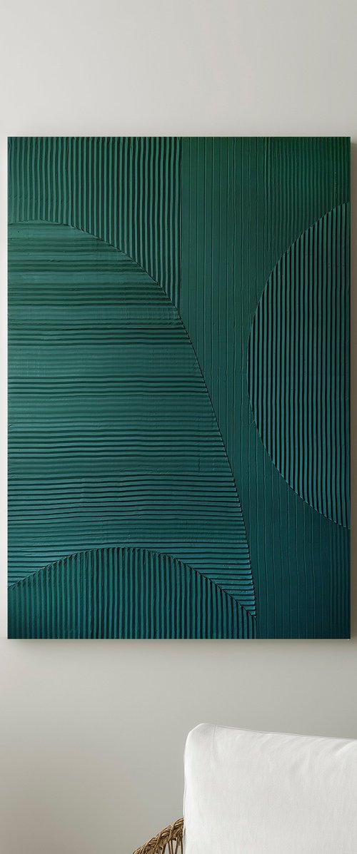 "Field 5" Abstract emerald high textured art by Alex Zy