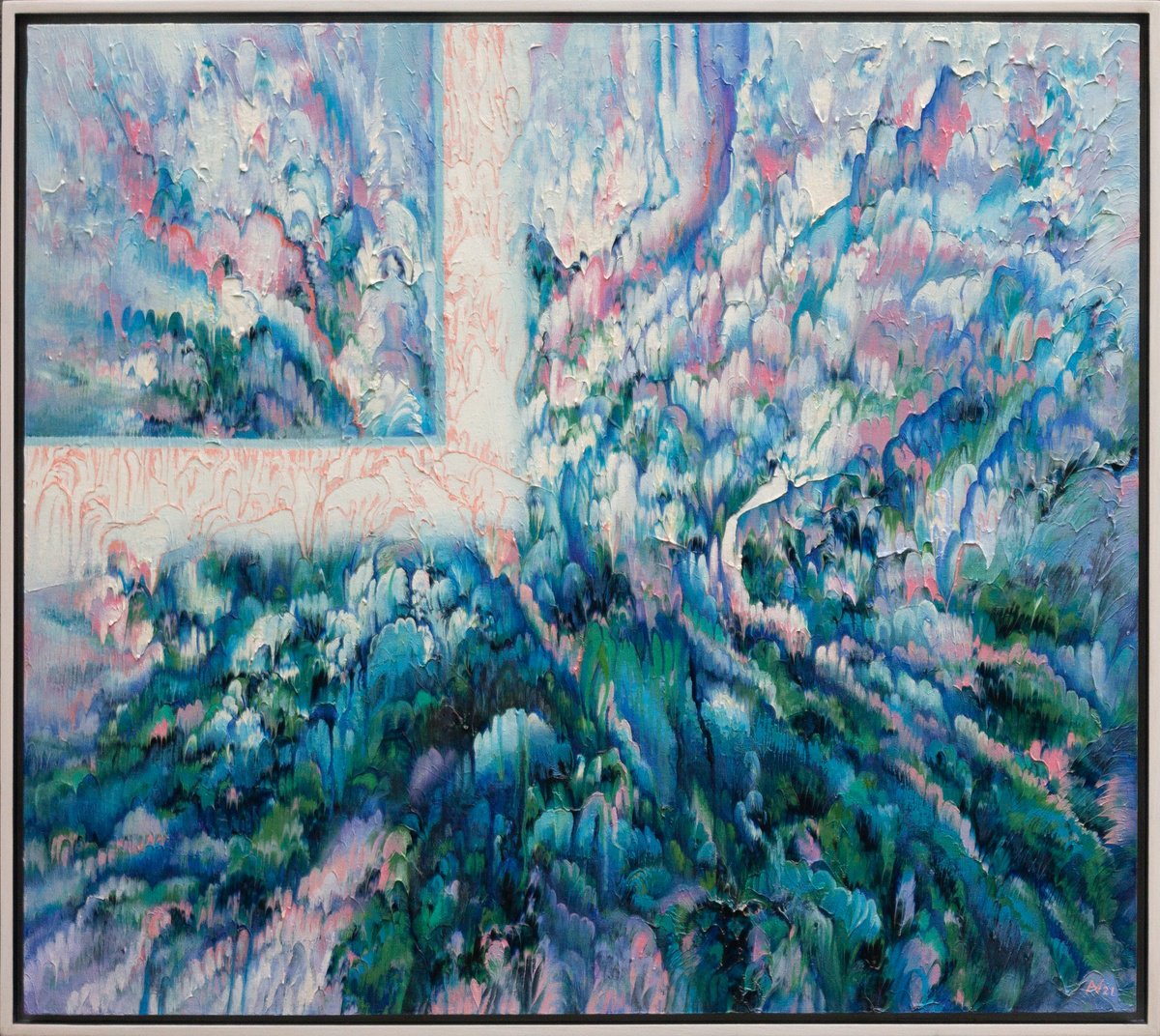 Abstract Oil Painting By Oleksii Vylusk, 37 X 33", Overton Window, Original Artwork