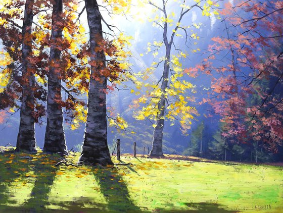 Autumn forest trees landscape
