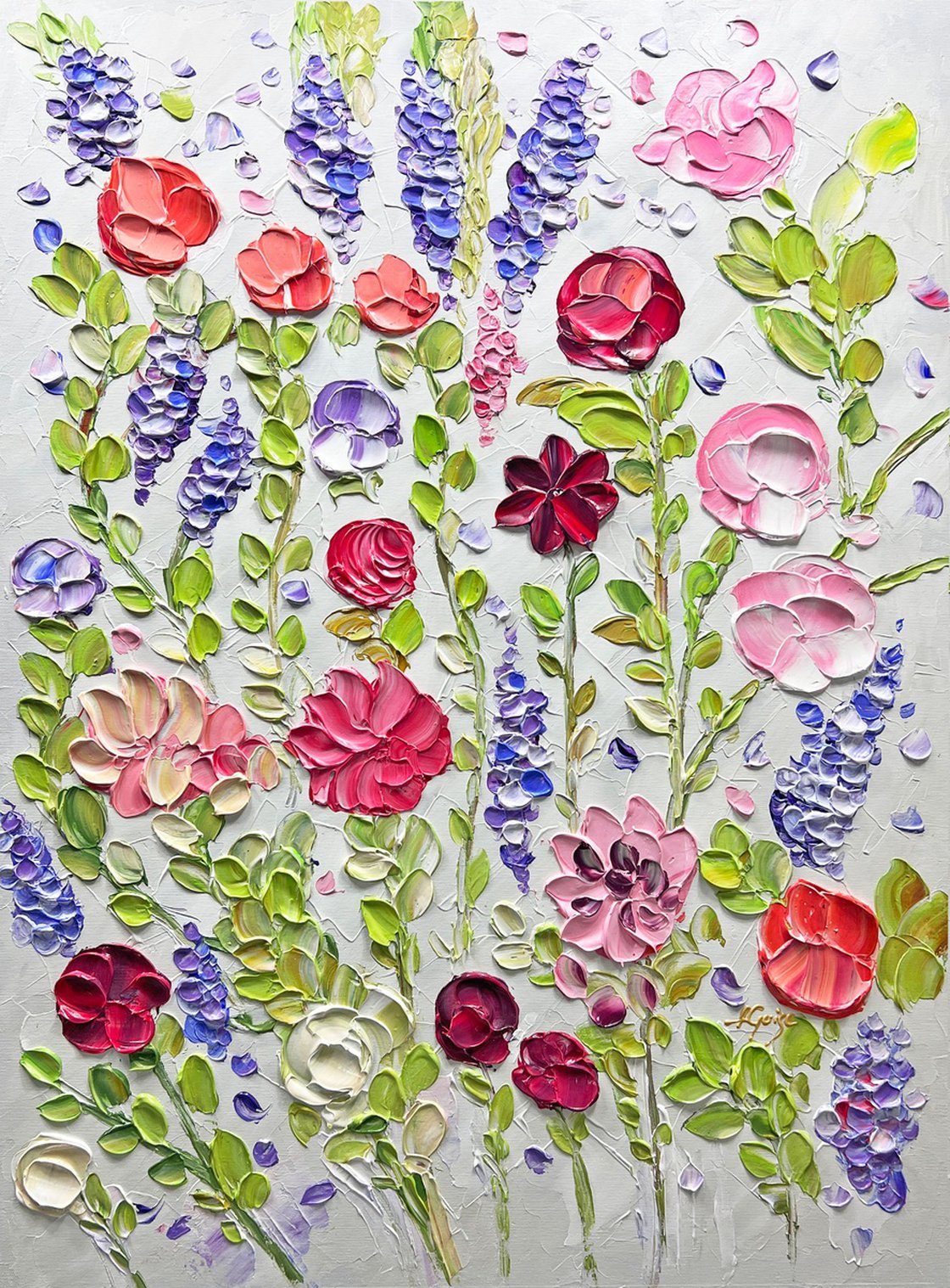 Wild Garden Textured 3D Floral Painting Textured Multicolor Flowers – Lana  Guise Gallery