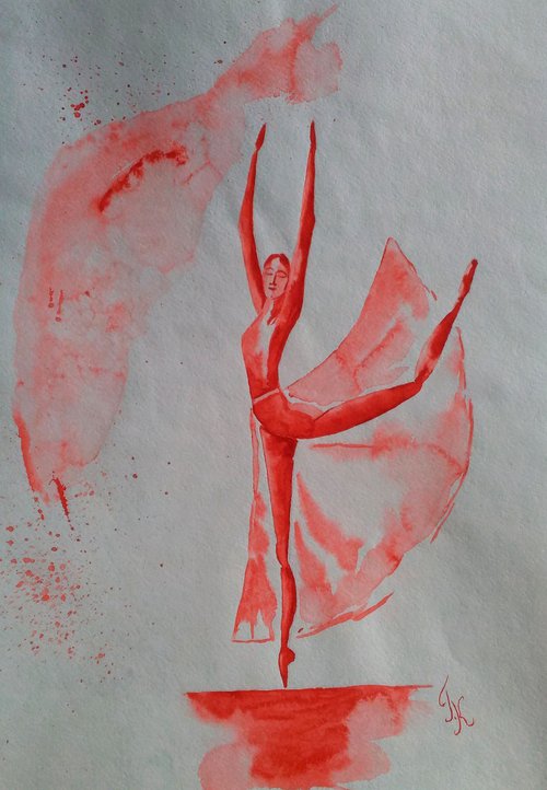 Ballet Original Watercolor Art by Halyna Kirichenko