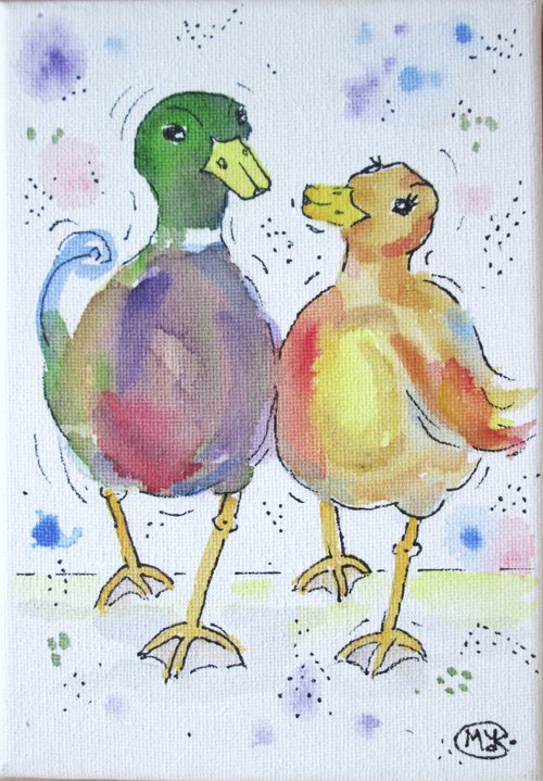 Duck Couple of Love Birds by MARJANSART
