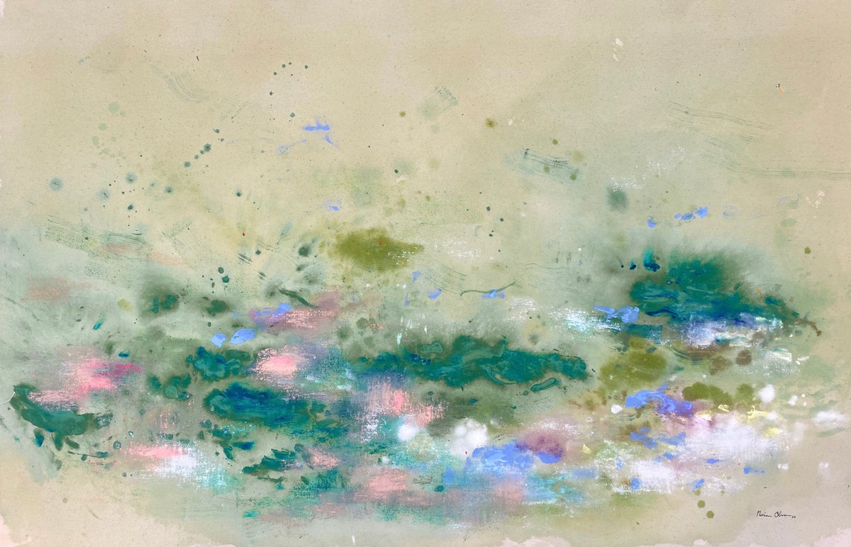 Abstract Painting By Nuria Oliva, 51 X 33", Terreno Fertil, Original Artwork