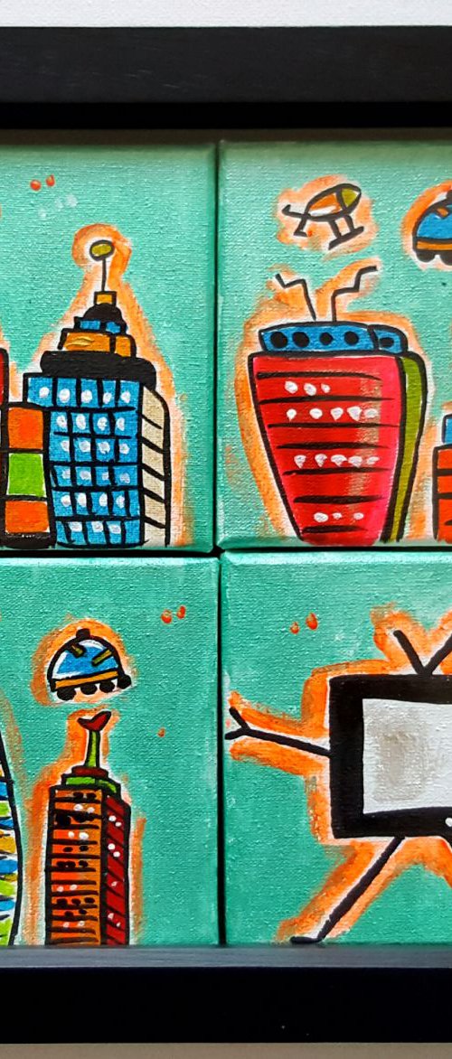 4 Futuristic Scenes, framed by Maria Luisa  Azzini
