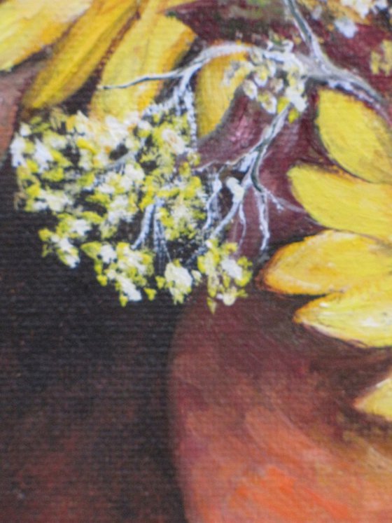 Sunflowers in Terracotta Jug