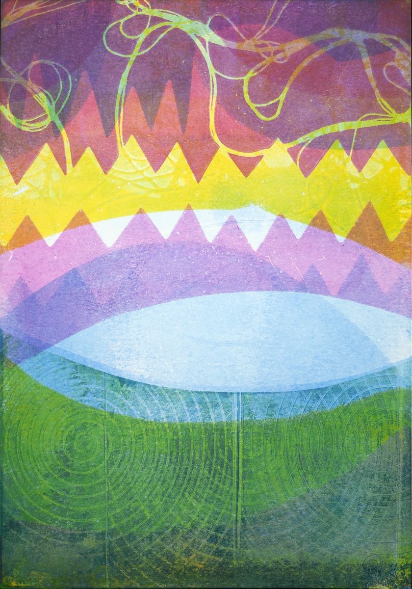 Ripples - Unframed Edge to Edge Monotype by Dawn Rossiter