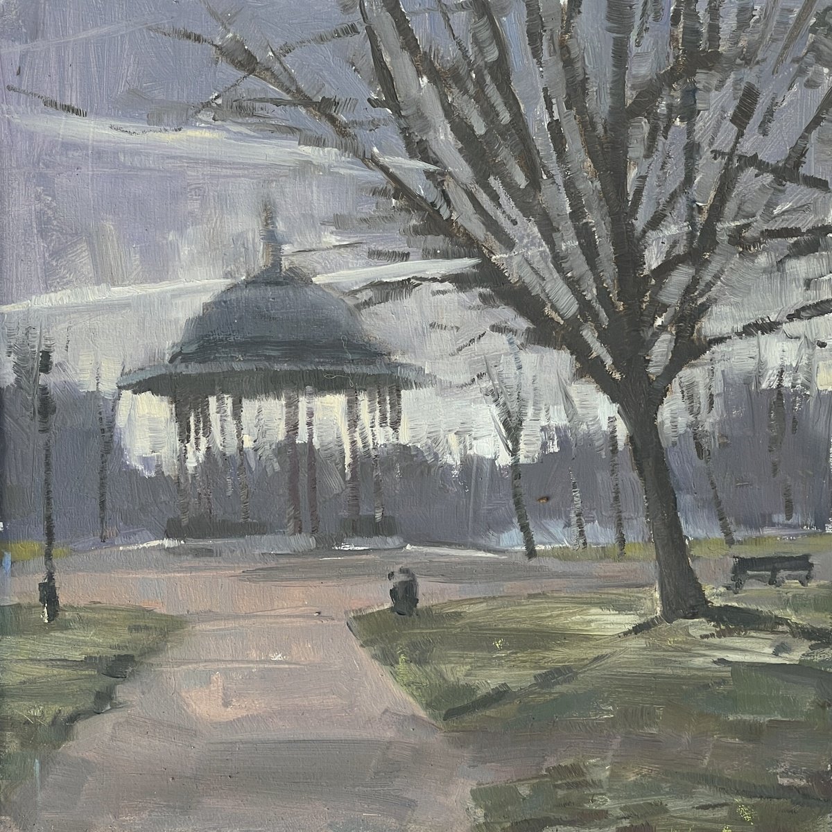 Louise Gillard | Original  Oil Painting | Clapham Common Winter | 20 X 20Cm | Artwork For Sale On Artfinder
