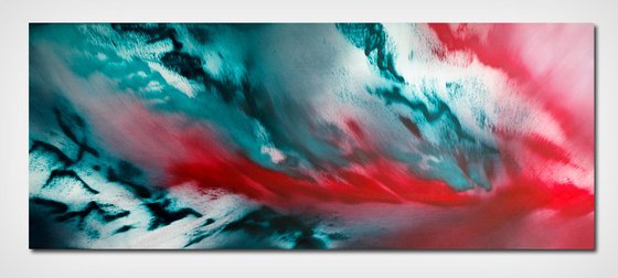 Last night, 100x40 cm, Deep edge, LARGE XL, Original abstract painting, oil on canvas