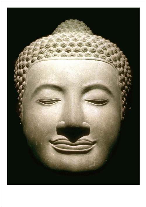 Art Khmer Buddha Head, Musee Guimet, Paris, France by Tony Bowall FRPS