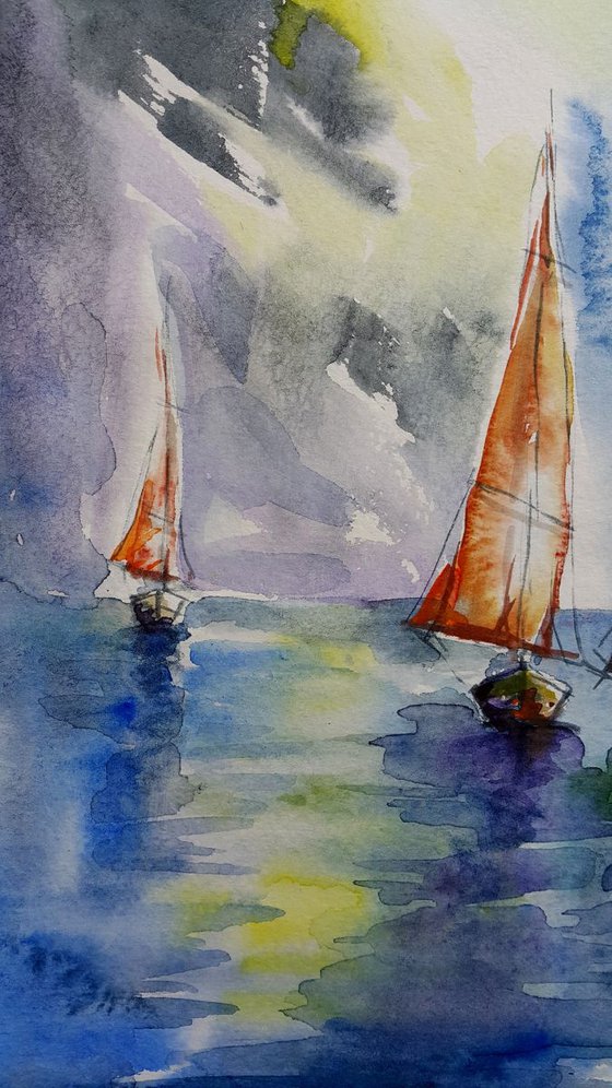 Yachts in the sea