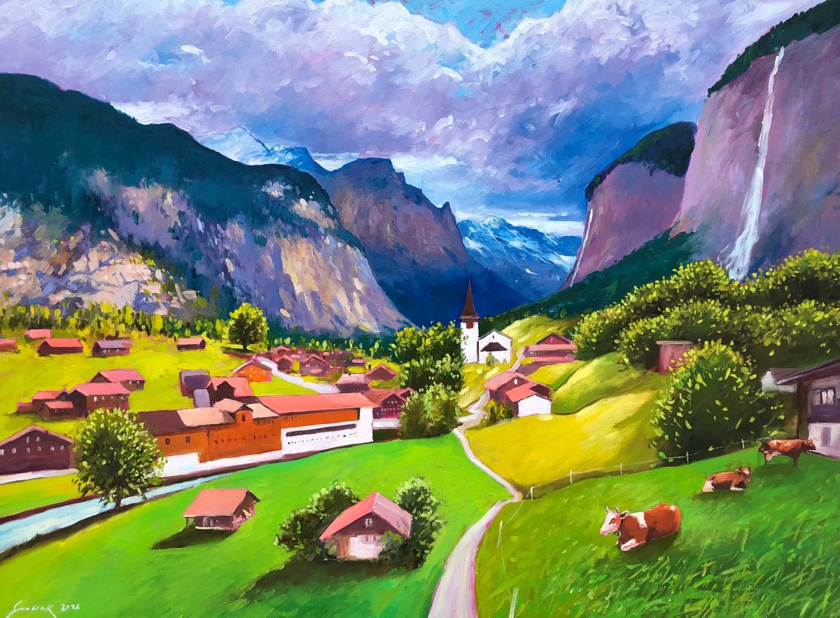 Lauterbrunnen. Whisper Of Mountains By Volodymyr Smoliak, 37 X 28, Artwork For Sale On Artfinder