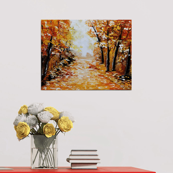 Autumn, original landscape oil painting, gift idea, bedroom painting
