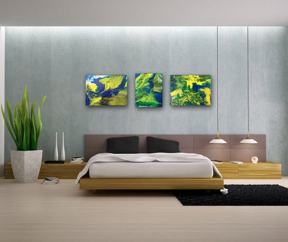 "Mother Earth Series" - SAVE OVER $100 + FREE WORLDWIDE SHIPPING - Original Triptych, Abstract PMS Acrylic Paintings Series