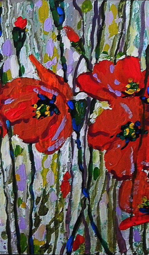 poppies. original painting 21x30 cm by Sergey  Kachin