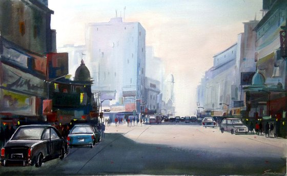 City Morning-Acrylic on canvas