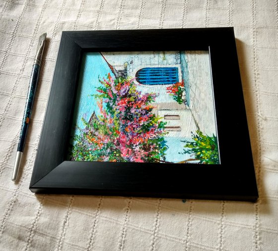 Santorini Summer House with bougainvillea