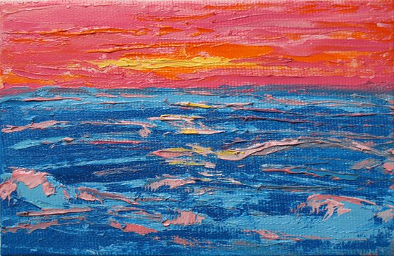 Sunset 4x6" / FROM MY A SERIES OF MINI WORKS LANDSCAPE / ORIGINAL OIL PAINTING