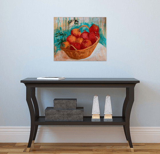 Pomegranate in basket