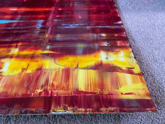 "The Bold And The Beautiful" - Save As A Series - Original PMS Abstract Diptych Oil Paintings On Plexiglass, Framed - 52" x 26"