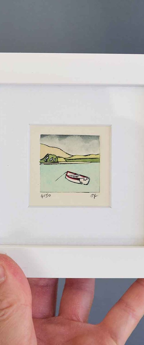 Mini framed little rowing boat by Sally Fisher