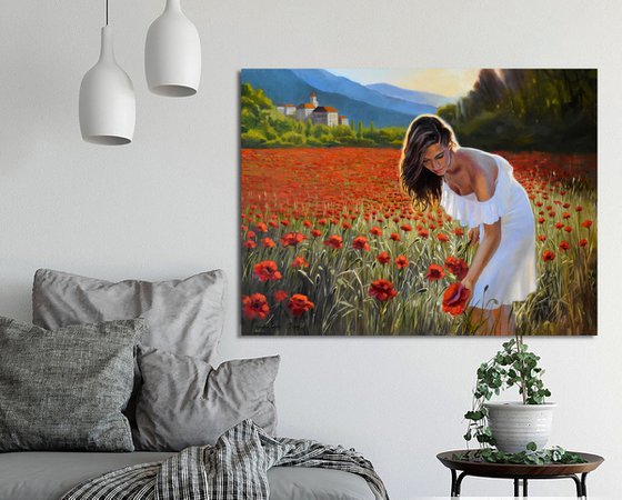 The field of red poppies