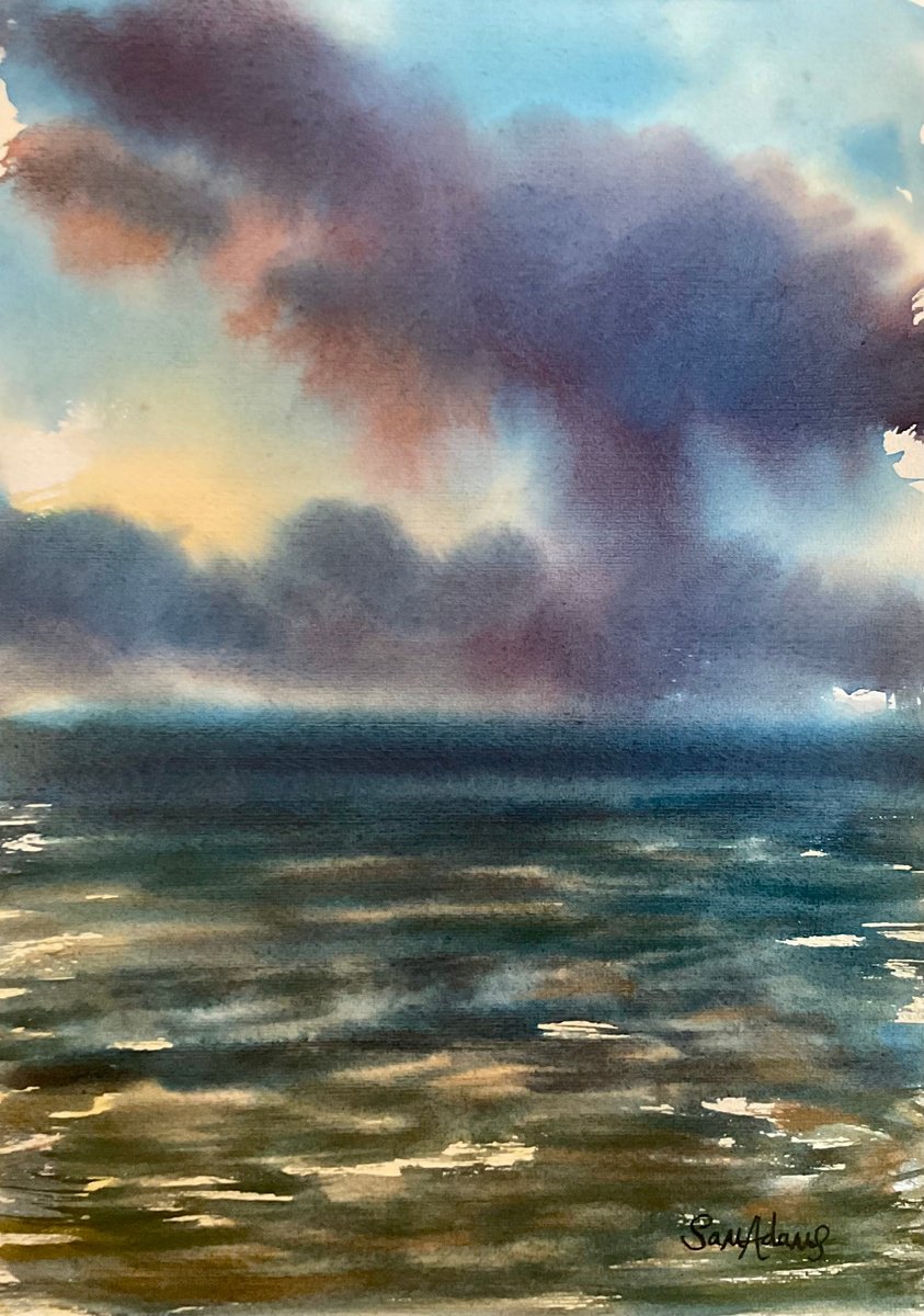 Expressive Watercolour , Poldhu Cove, Cornwall By Samantha Adams, 9 X 13, Artwork For Sale On Artfinder