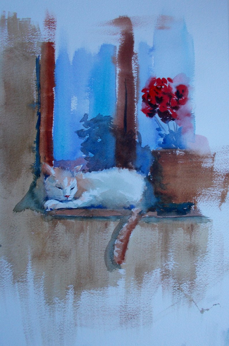 cat on windowsill 2 by Giorgio Gosti