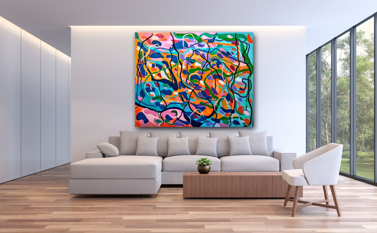 LARGE PAINTING. OCEAN DANCE XXXL by Chrissy Guest