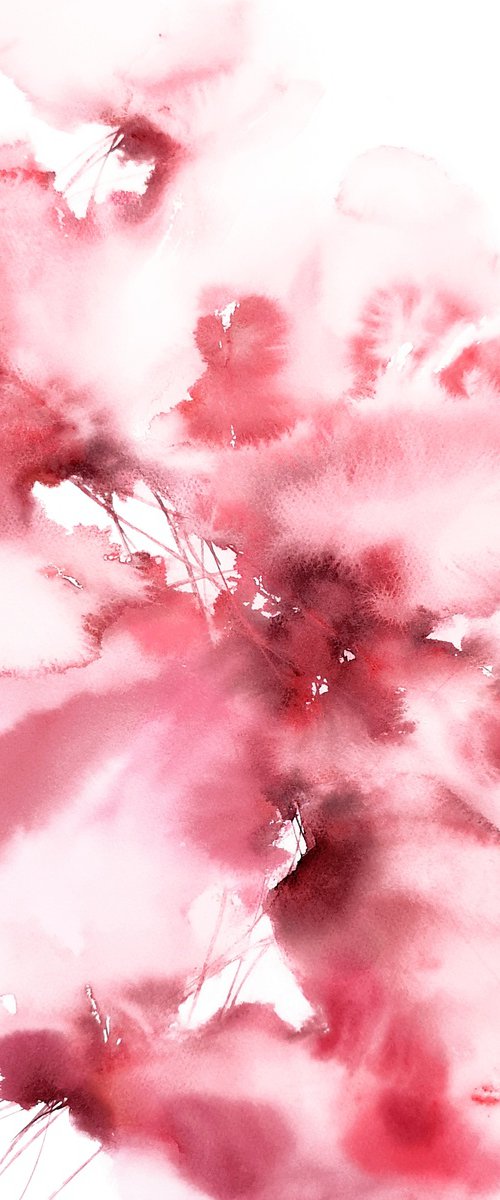 Pink abstract flowers by Olga Grigo