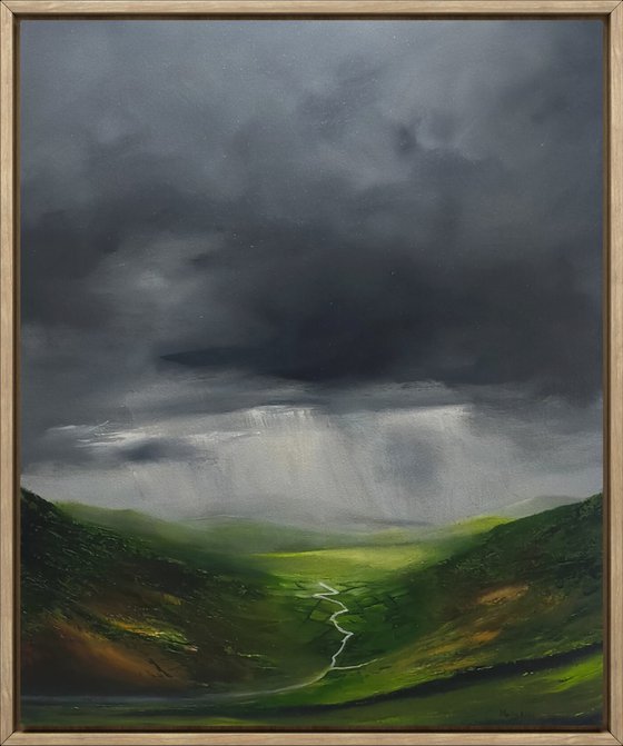 Illuminated Valley, Original oil painting