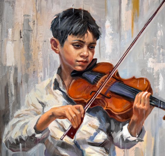 A boy with a violin