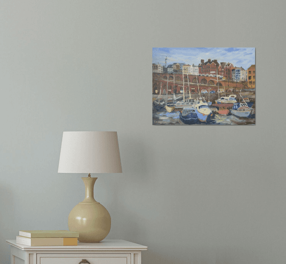 Ramsgate Royal Harbour and arches. Oil painting