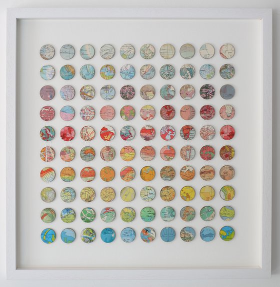 100 rainbow map dots artwork