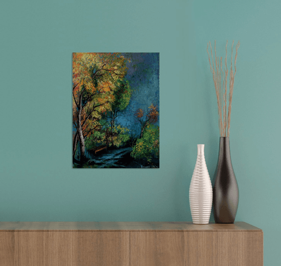 " The blue trail " - 30 x 40cm Original Oil Painting