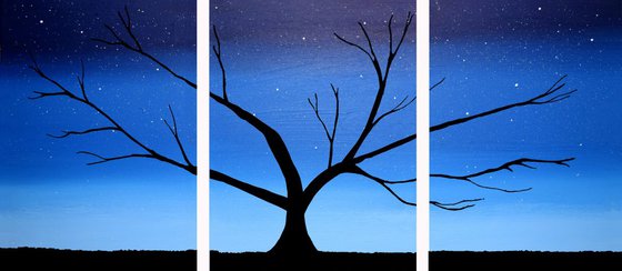 Tree in Blue 3 panel canvas