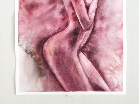 Nude sensual women watercolor painting