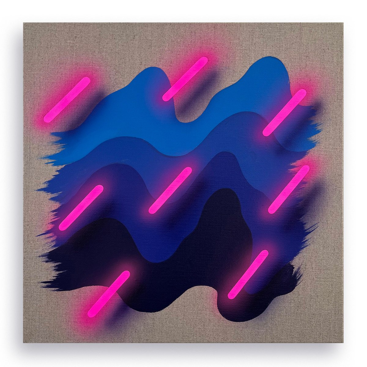 Urban And Pop Abstract Acrylic Painting By Mike Edwards, 16 X 16", Recliner, Original Artwork