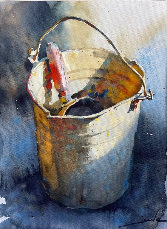 Still life with an old bucket