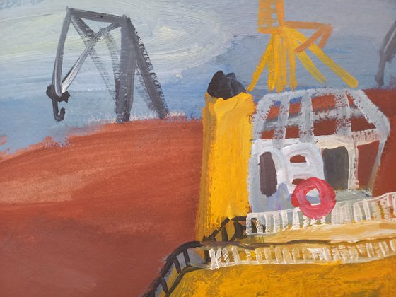 Tugboat with cranes