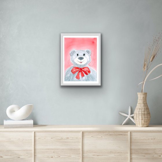 Valentine toy bear portrait - Cute gift idea for Valentine's Day - I love you beary much.