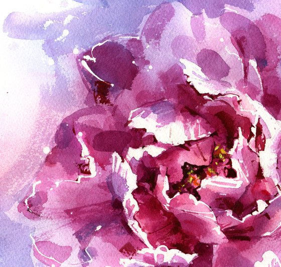 "Diving into the heart of the peony" watercolour abstract flora in delicate colours