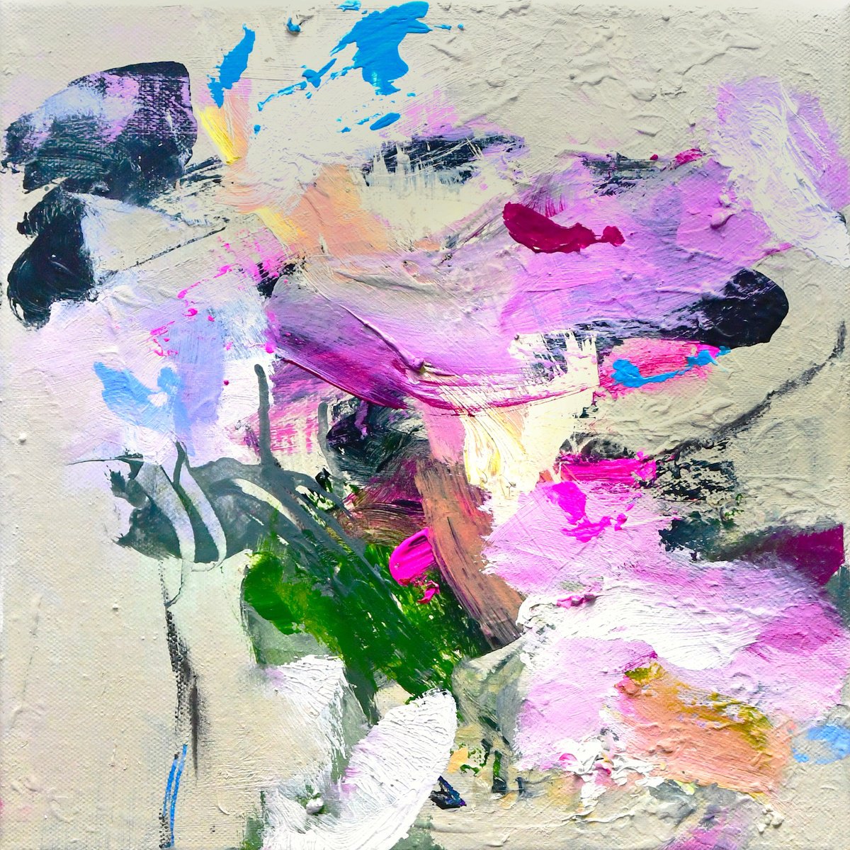 Expressive Abstract Acrylic Painting By Kirsten Handelmann, 12 X 12", Yesterday Is Always Strange 1, Original Artwork