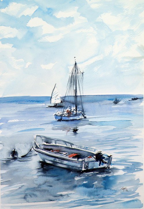 Boats at sea by Kovács Anna Brigitta