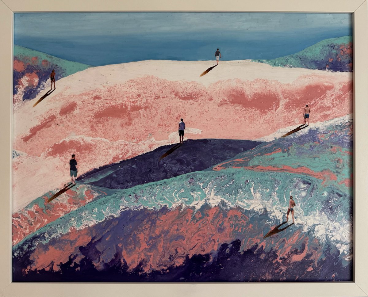 Geometric Landscape Painting By Stefano Pallara, 21 X 17", Navigating Impermanence N.6, Original Artwork