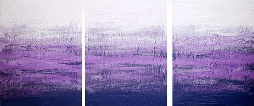 Purple Triptych abstraction impasto by Stuart Wright