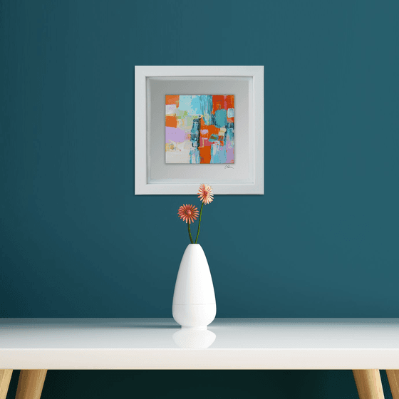 Framed ready to hang original abstract  - Chasing rainbows #3