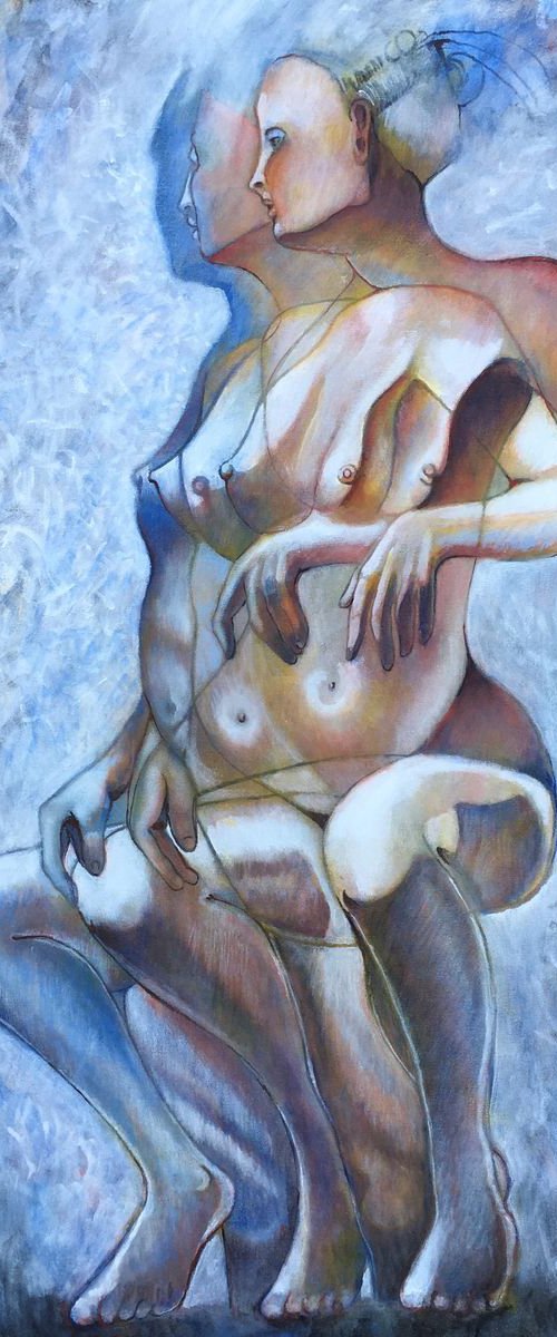 Standing Nude Transition to Blue by John Shelton